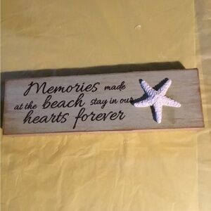 Beach Memories Wooden Plaque with Starfish Accent